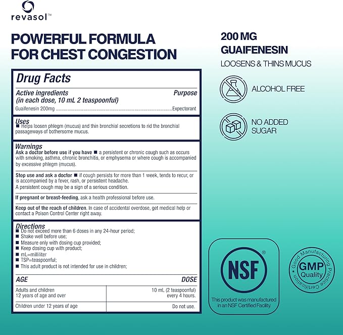 Revasol Chest Congestion Relief Syrup with Guaifenesin – Fast Mucus & Cough Support
