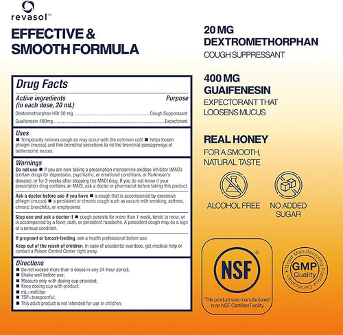 Revasol Cough Suppressant & Chest Congestion Relief – Decongestant + Guaifenesin Syrup
