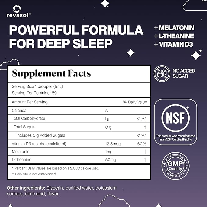 Revasol Liquid Melatonin Sleep Supplement, 2 oz